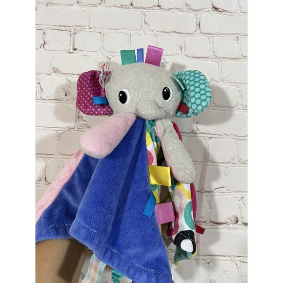 Taggies Elephant Lovey Security Blanket Baby Plush Toy Bright Starts 14” - Picture 1 of 4
